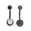 014 Gauge Crystal Eyebrow Curved Barbell Set in Solid Stainless Steel with Black Ion-Plate