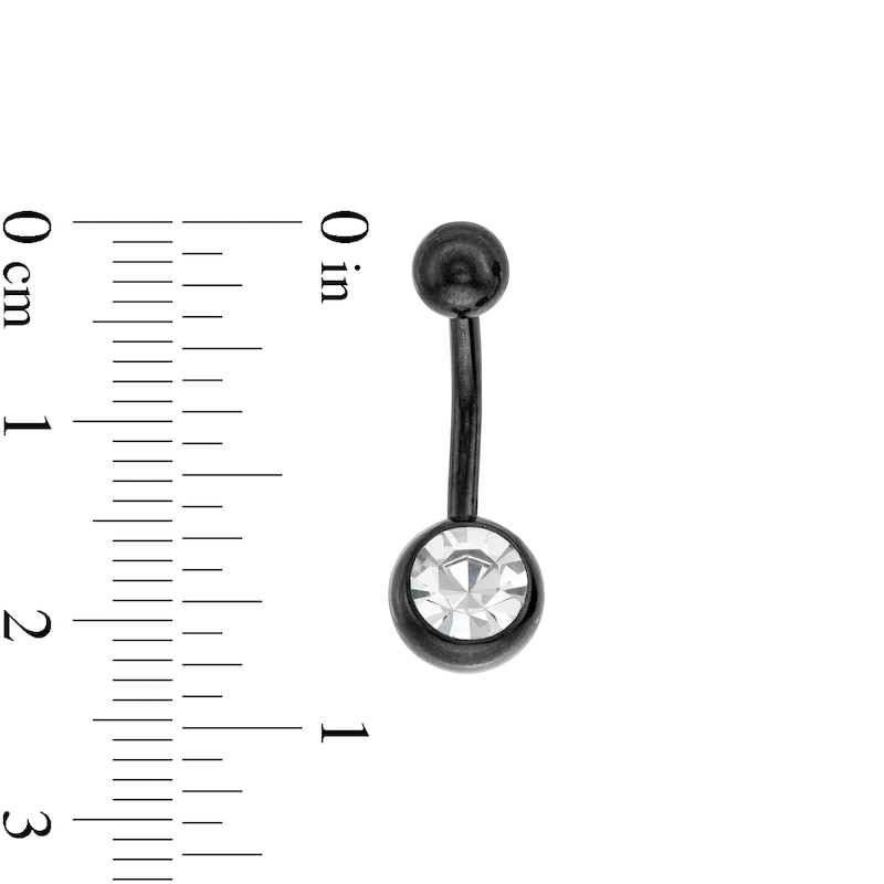 Main Image 2 of Black Ion Plated Crystal Curved Barbell Set - 14G