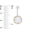 Thumbnail Image 2 of 014 Gauge 8mm Champagne and White Cubic Zirconia Frame and Solitaire Belly Button Ring Set in Solid Stainless Steel and Brass