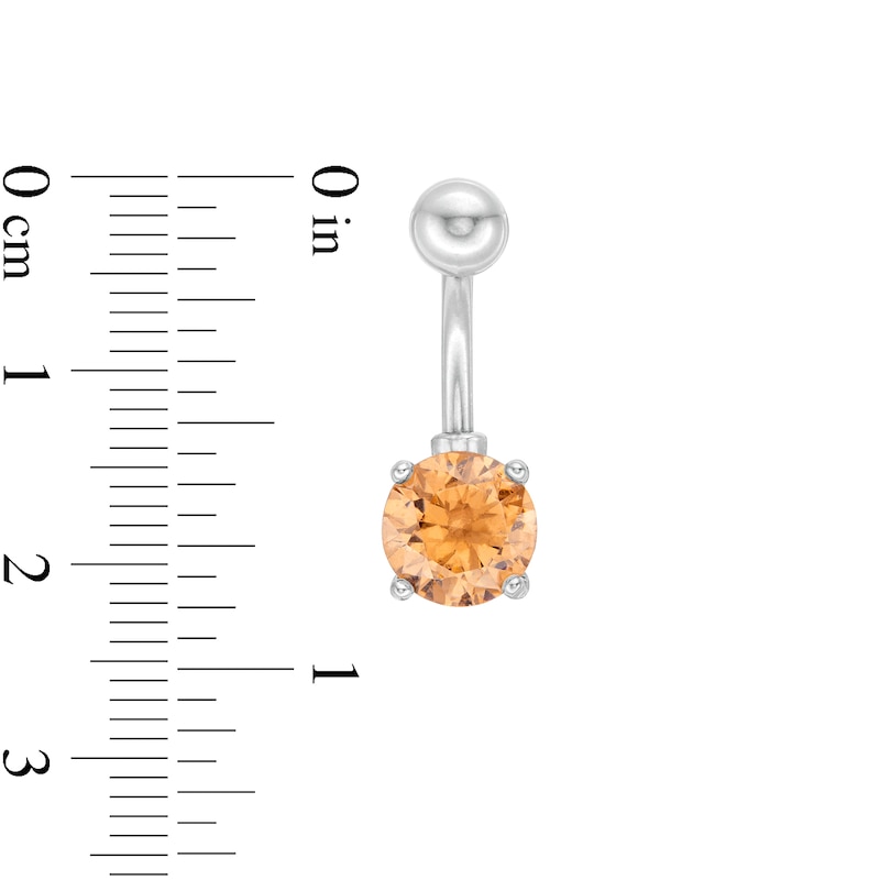 Main Image 3 of 014 Gauge 8mm Champagne and White Cubic Zirconia Frame and Solitaire Belly Button Ring Set in Solid Stainless Steel and Brass