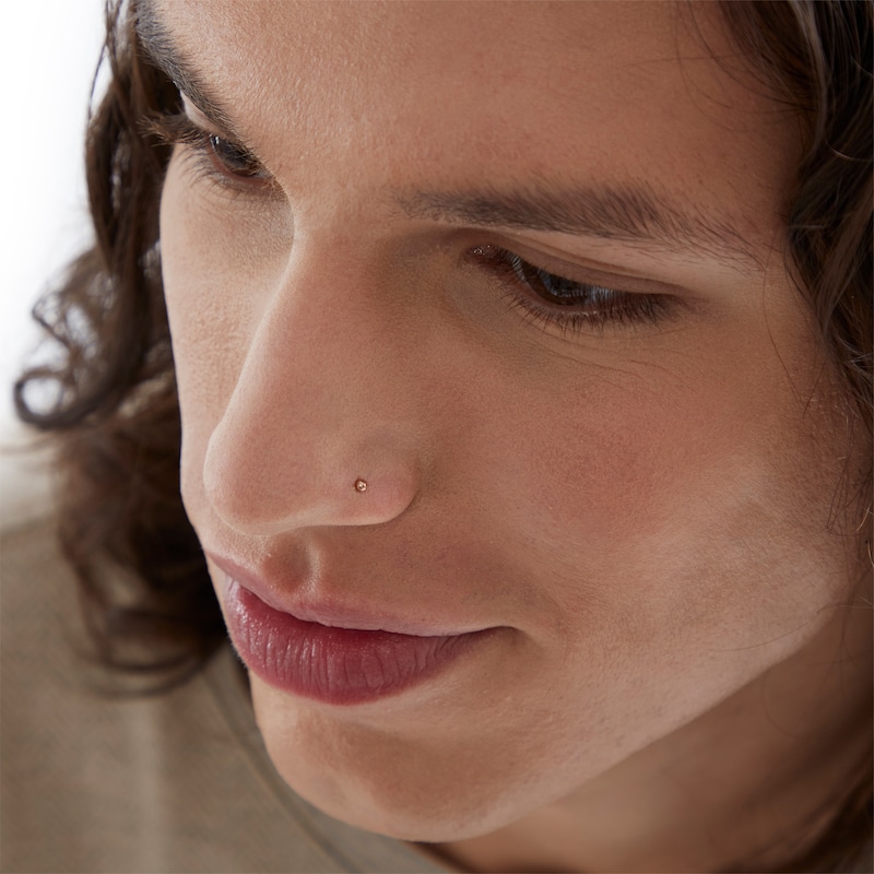 Main Image 6 of 020 Gauge Crystal Nose Ring Set in Solid Sterling Silver with Rose Ion-Plate