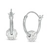 Thumbnail Image 0 of Child's White Crystal Bead Hoop Earrings in Sterling Silver