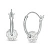 Thumbnail Image 1 of Child's White Crystal Bead Hoop Earrings in Sterling Silver