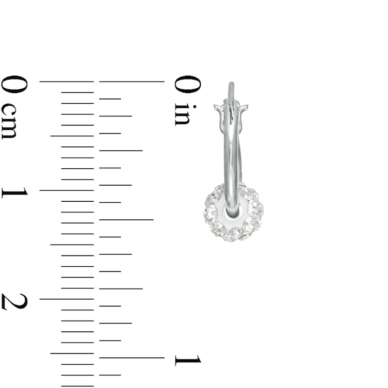 Main Image 2 of Child's White Crystal Bead Hoop Earrings in Sterling Silver