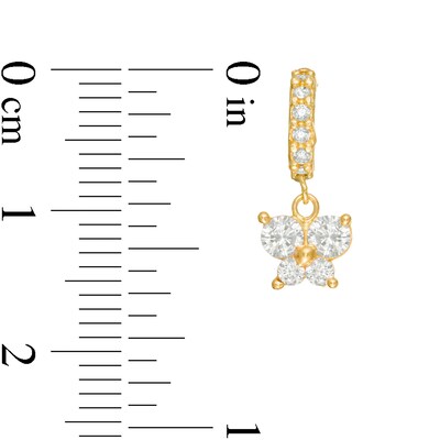 Child's Cubic Zirconia Butterfly Dangle Half Hoop Earrings in 10K Gold