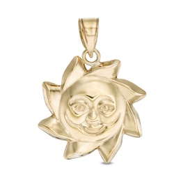 Smile Sun Necklace Charm in 10K Stamp Hollow Gold