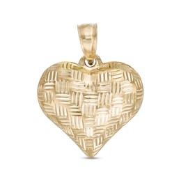 Diamond-Cut Heart Necklace Charm in 10K Stamp Hollow Gold
