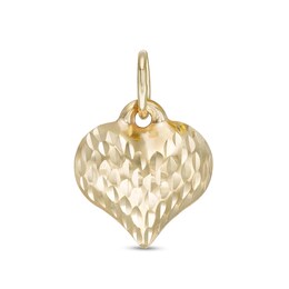 Diamond-Cut Heart Necklace Charm in 10K Stamp Hollow Gold