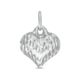 Diamond-Cut Heart Charm Necklace in 10K Stamp Hollow White Gold