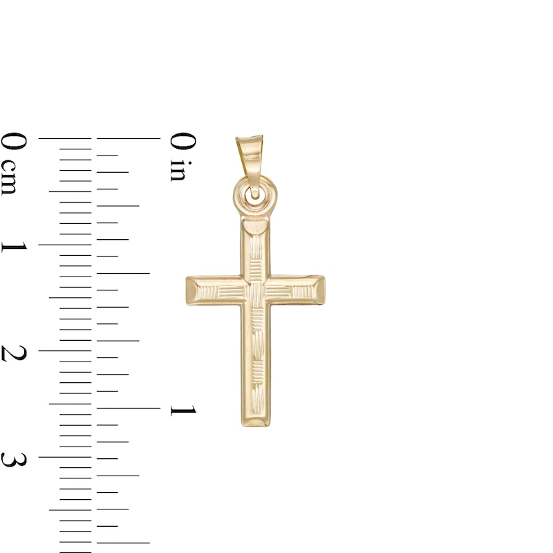 Diamond-Cut Cross Necklace Charm in 10K Stamp Hollow Gold