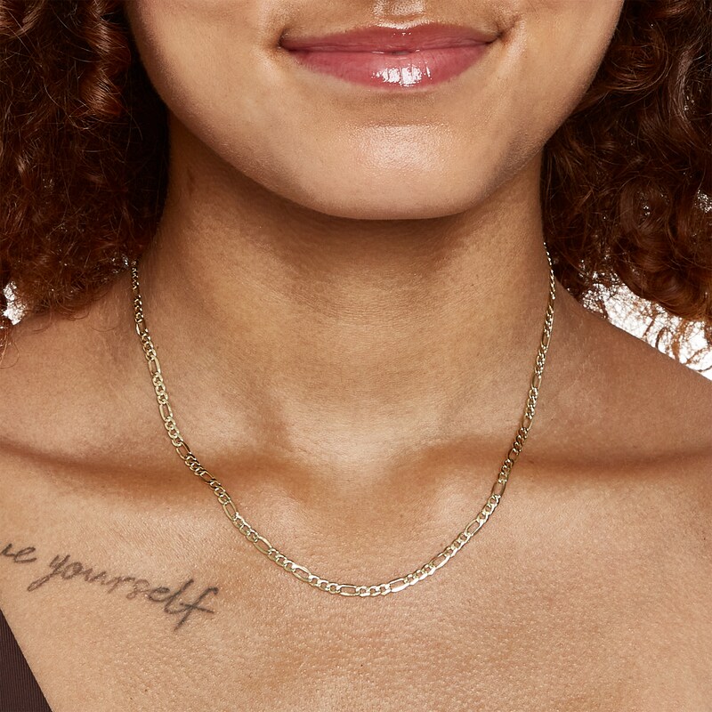 Main Image 3 of Made in Italy 080 Gauge Figaro Chain Necklace in 14K Hollow Gold - 18"
