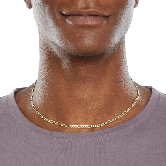Made in Italy 080 Gauge Figaro Chain Necklace in 14K Hollow Gold - 18"