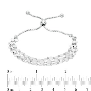 Made in Italy Mirror Disc Chain Triple Strand Bolo Bracelet in Sterling Silver - 9"