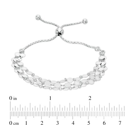 Made in Italy Mirror Disc Chain Triple Strand Bolo Bracelet in Sterling Silver - 9"
