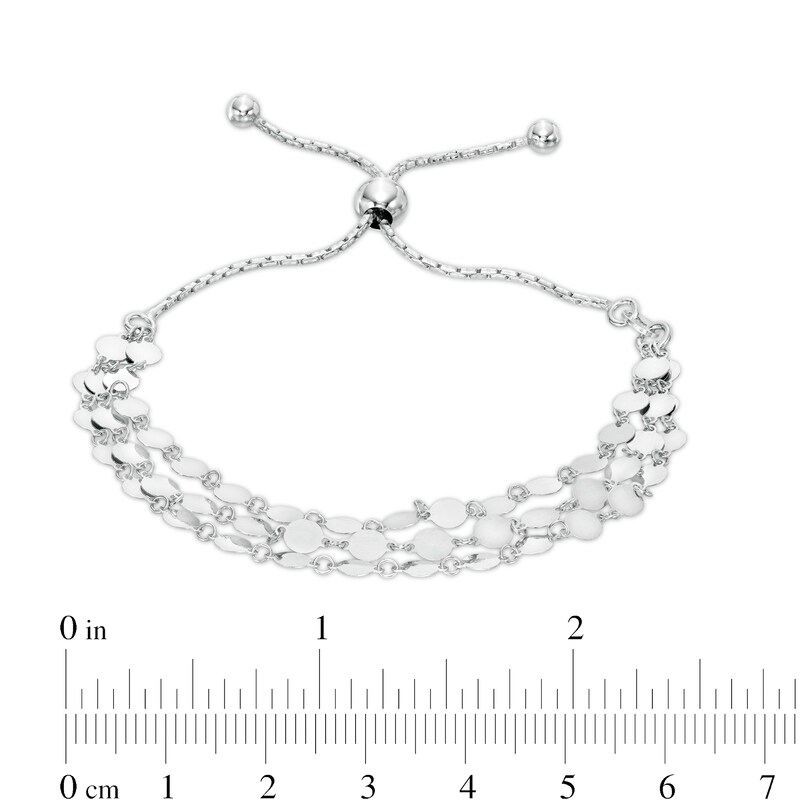 Made in Italy Mirror Disc Chain Triple Strand Bolo Bracelet in Sterling Silver - 9"