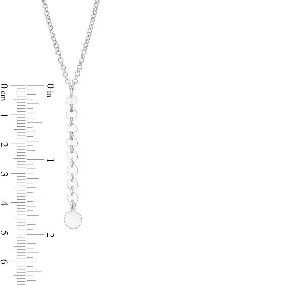 Made in Italy Mirror Disc Drop "Y" Necklace in Sterling Silver - 17"