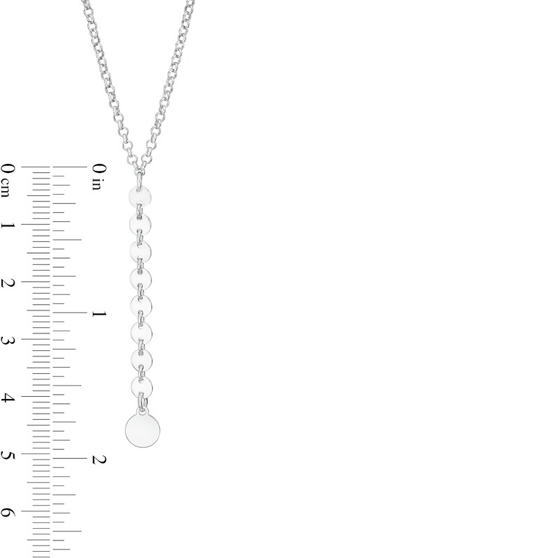 Made in Italy Mirror Disc Drop "Y" Necklace in Sterling Silver - 17"
