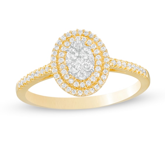 1/3 CT. T.W. Composite Diamond Double Oval Frame Engagement Ring in 10K Gold