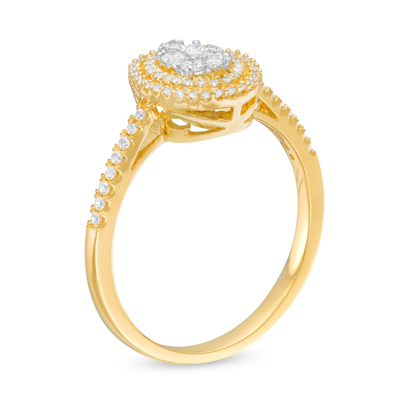 Main Image 2 of 1/3 CT. T.W. Composite Diamond Double Oval Frame Engagement Ring in 10K Gold