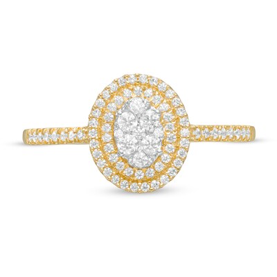 1/3 CT. T.W. Composite Diamond Double Oval Frame Engagement Ring in 10K Gold