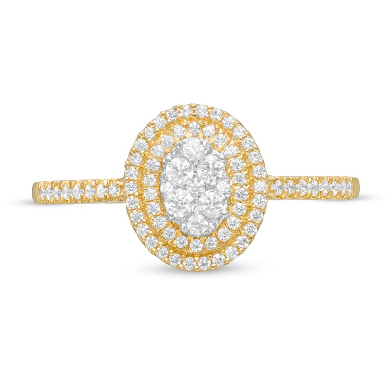 Main Image 3 of 1/3 CT. T.W. Composite Diamond Double Oval Frame Engagement Ring in 10K Gold