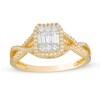 Thumbnail Image 0 of 1/3 CT. T.W. Baguette and Round Composite Diamond Octagonal Frame Twist Shank Engagement Ring in 10K Gold