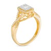 Thumbnail Image 1 of 1/3 CT. T.W. Baguette and Round Composite Diamond Octagonal Frame Twist Shank Engagement Ring in 10K Gold