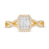 1/3 CT. T.W. Baguette and Round Composite Diamond Octagonal Frame Twist Shank Engagement Ring in 10K Gold