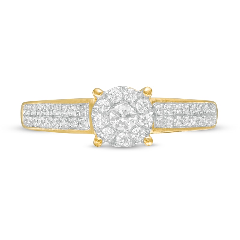 1/3 CT. T.W. Diamond Frame Double Row Engagement Ring in 10K Gold