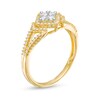1/3 CT. T.W. Composite Diamond Tilted Square Frame Chevron Collar Split Shank Engagement Ring in 10K Gold