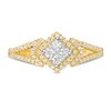 1/3 CT. T.W. Composite Diamond Tilted Square Frame Chevron Collar Split Shank Engagement Ring in 10K Gold
