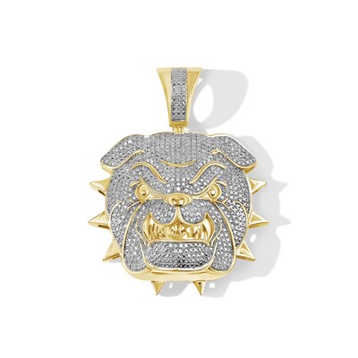 1/5 CT. T.W. Diamond Bulldog Necklace Charm in Sterling Silver with 14K Gold Plate