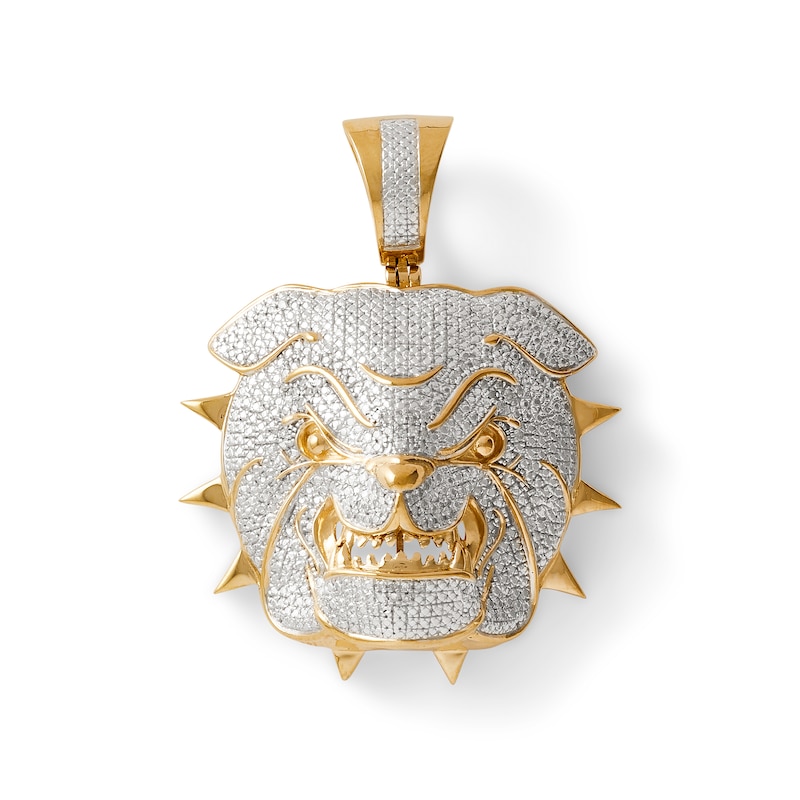 1/5 CT. T.W. Diamond Bulldog Necklace Charm in Sterling Silver with 14K Gold Plate