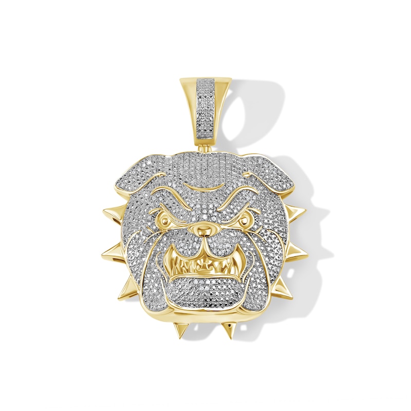 1/5 CT. T.W. Diamond Bulldog Necklace Charm in Sterling Silver with 14K Gold Plate