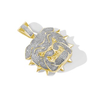 1/5 CT. T.W. Diamond Bulldog Necklace Charm in Sterling Silver with 14K Gold Plate
