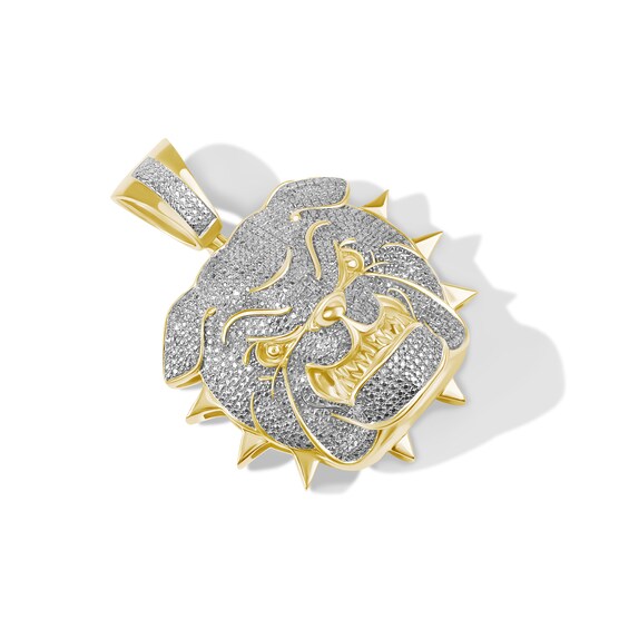 1/5 CT. T.W. Diamond Bulldog Necklace Charm in Sterling Silver with 14K Gold Plate