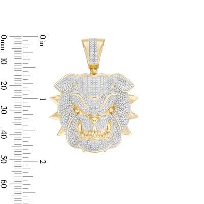 1/5 CT. T.W. Diamond Bulldog Necklace Charm in Sterling Silver with 14K Gold Plate
