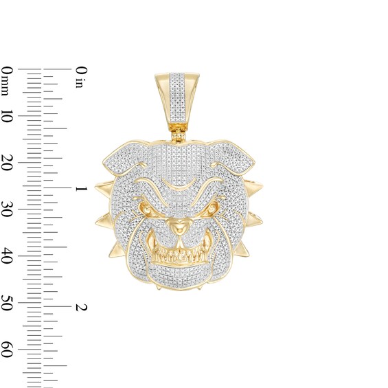 1/5 CT. T.W. Diamond Bulldog Necklace Charm in Sterling Silver with 14K Gold Plate