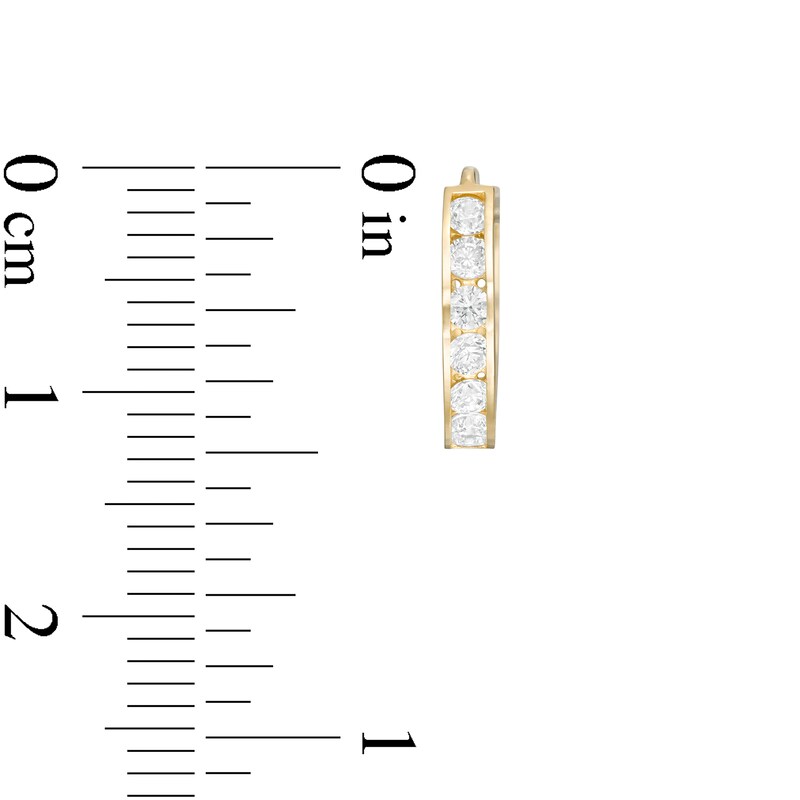 Main Image 2 of Cubic Zirconia Seven Stone 12mm Huggie Hoop Earrings in 14K Gold