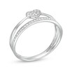 1/10 CT. T.W. Diamond Heart Orbit Split Shank Ring in Sterling Silver