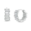 Thumbnail Image 1 of Rectangle Cubic Zirconia Hoop Earrings in Sterling Silver