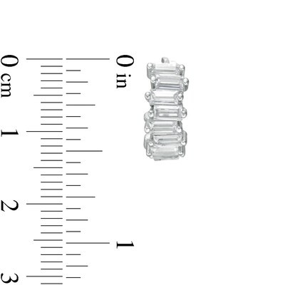 Rectangle Cubic Zirconia Hoop Earrings in Sterling Silver
