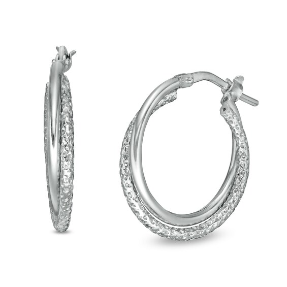 15mm Hollow Tube Hoop Earrings in Sterling Silver