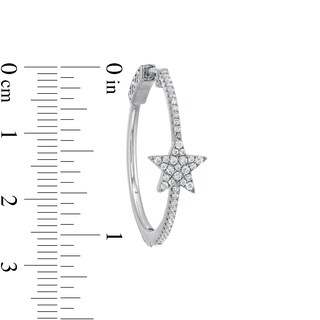 Cubic Zirconia Star Hoop Earrings in Sterling Silver