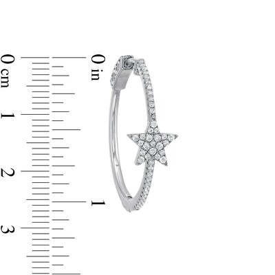 Cubic Zirconia Star Hoop Earrings in Sterling Silver