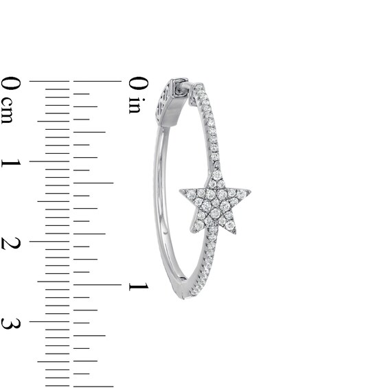 Cubic Zirconia Star Hoop Earrings in Sterling Silver