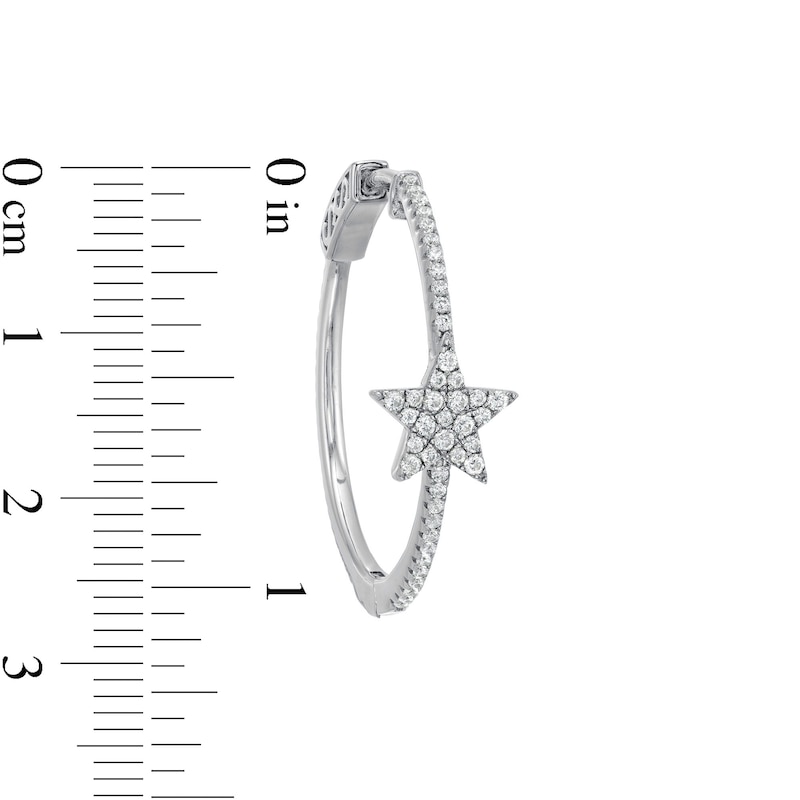 Main Image 2 of Cubic Zirconia Star Hoop Earrings in Sterling Silver