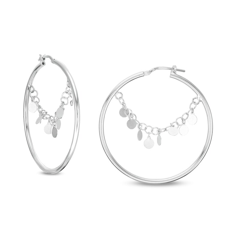 Main Image 1 of Dangle Hoop Earrings in Sterling Silver