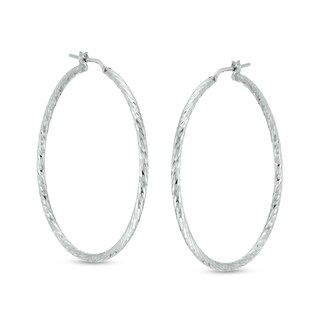 40mm Diamond-Cut Tube Hoop Earrings in Hollow Sterling Silver