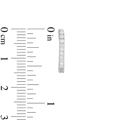 Cubic Zirconia "V" Hoop Earrings in Sterling Silver